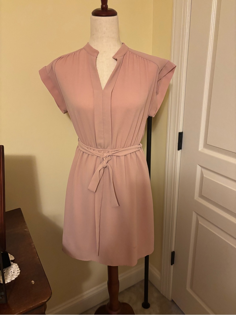 Monteau Blush Pink Tie-Waist Mini Dress